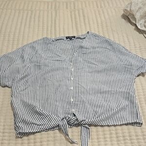 Striped Button-Down Tie-Front Top